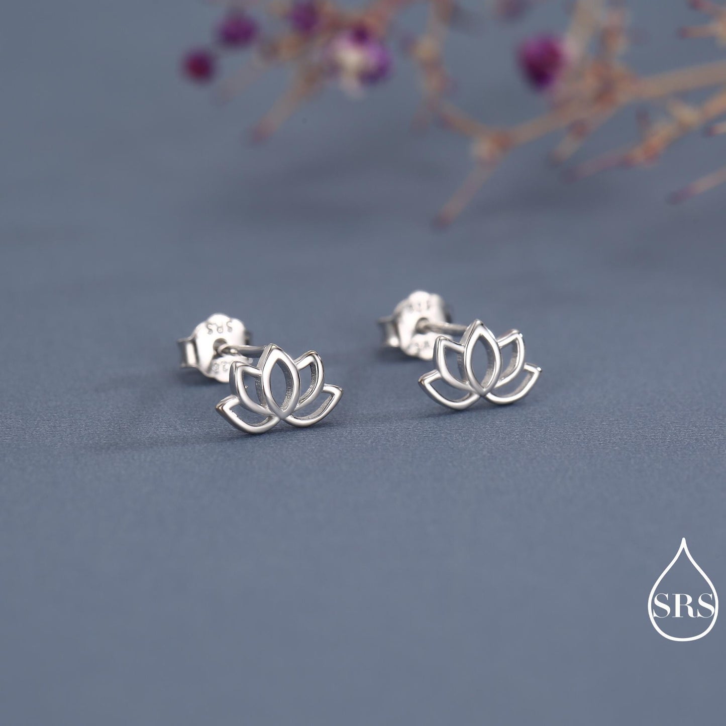 Lotus Flower Stud Earrings in Sterling Silver, Silver or Gold, Nature Inspired, Botanical Earrings
