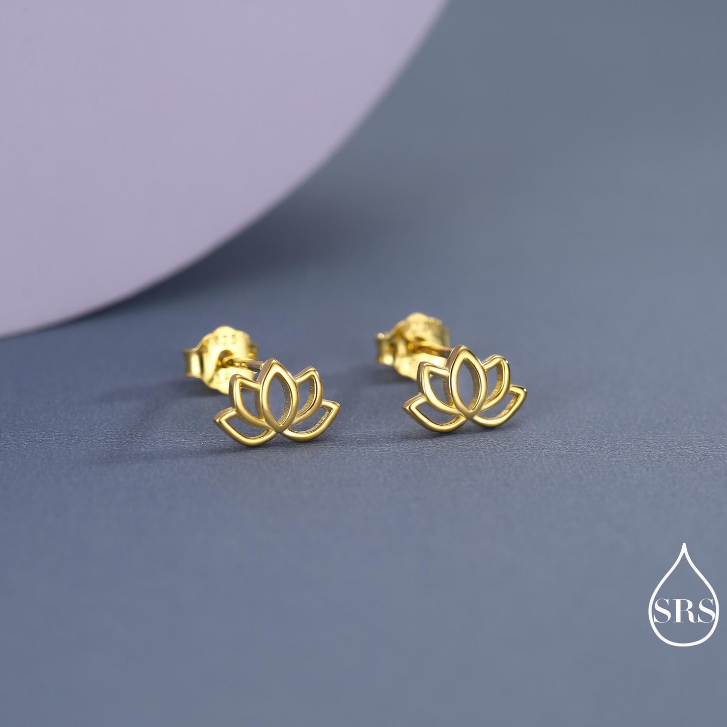Lotus Flower Stud Earrings in Sterling Silver, Silver or Gold, Nature Inspired, Botanical Earrings