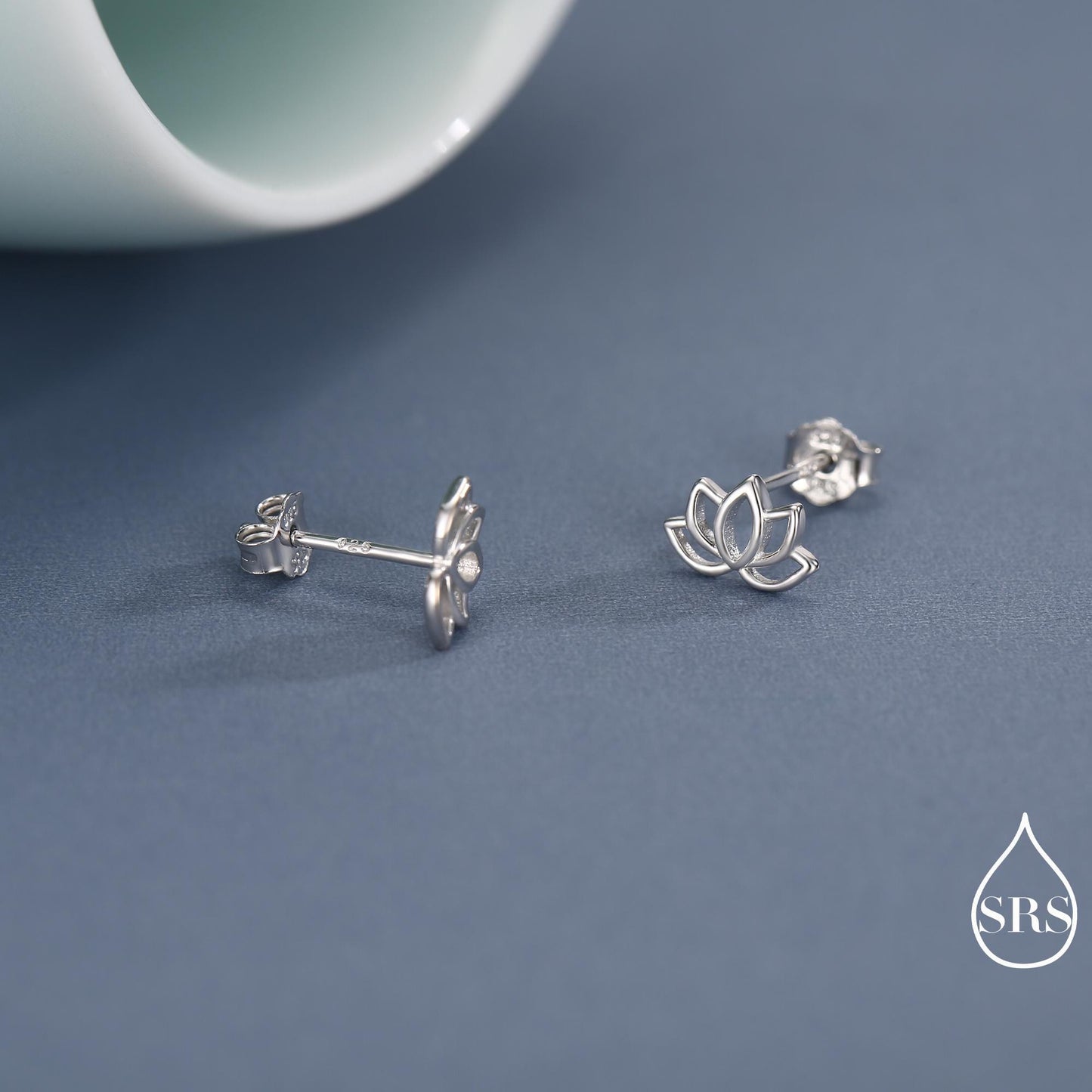 Lotus Flower Stud Earrings in Sterling Silver, Silver or Gold, Nature Inspired, Botanical Earrings