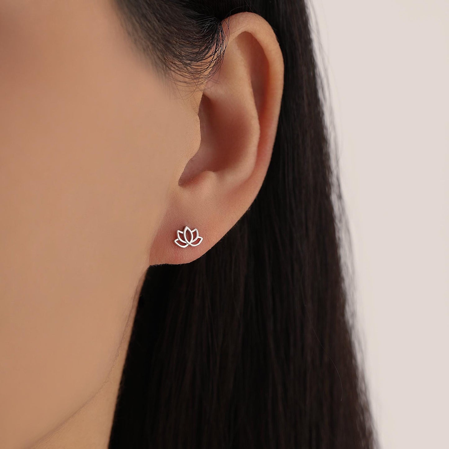 Lotus Flower Stud Earrings in Sterling Silver, Silver or Gold, Nature Inspired, Botanical Earrings