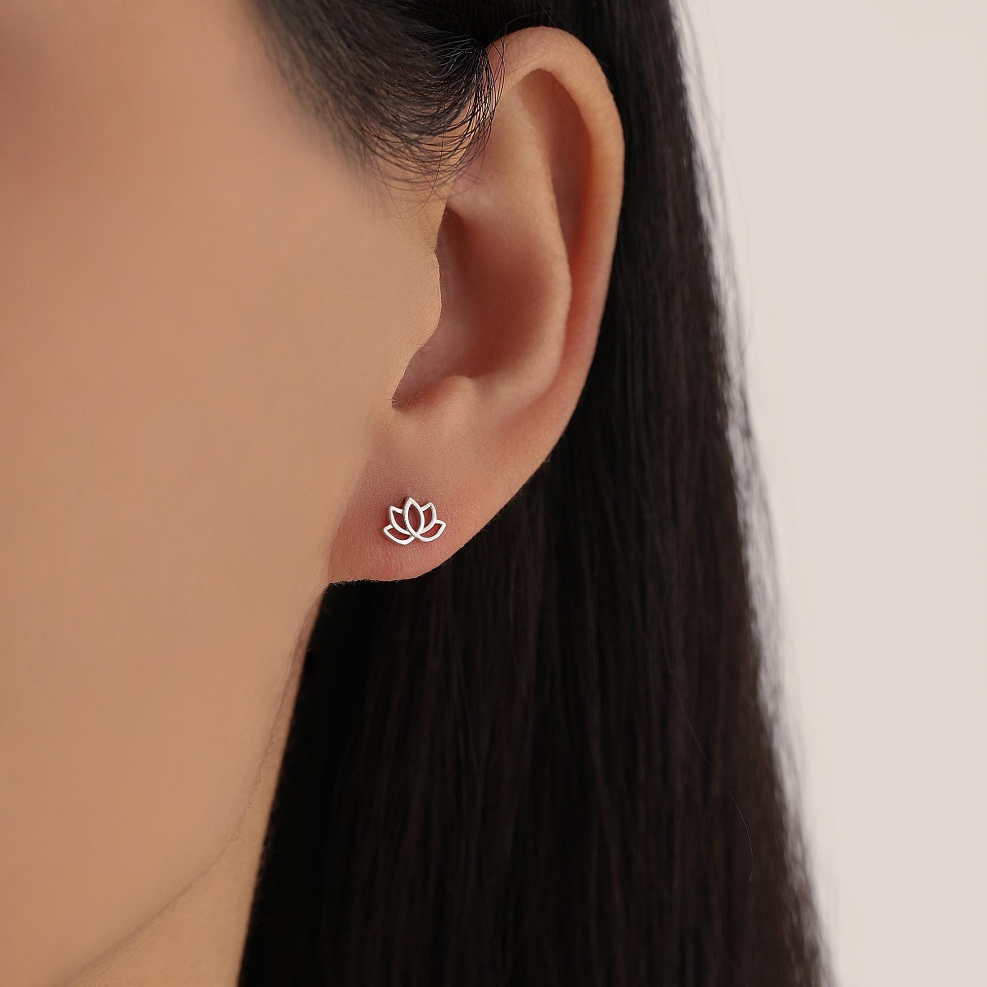 Lotus Flower Stud Earrings in Sterling Silver, Silver or Gold, Nature Inspired, Botanical Earrings