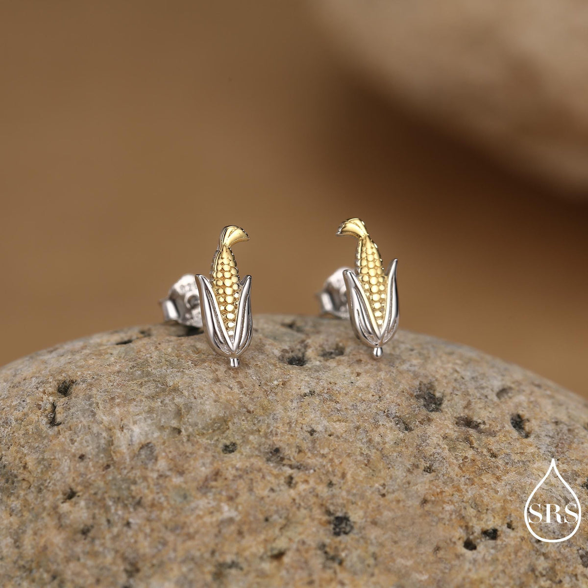 Sterling Silver Sweetcorn Stud Earrings – Cute Food Mini Studs
