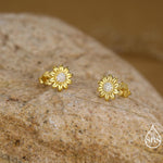 Little Sunflower Flower Stud Earrings in Sterling Silver - Flower Earrings - Cute Flower Blossom Daisy Earrings - Fun, Whimsical