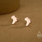 Sterling Silver Africa Map Stud Earrings | Minimalist Map Studs | Silver, Gold or Rose Gold Finish