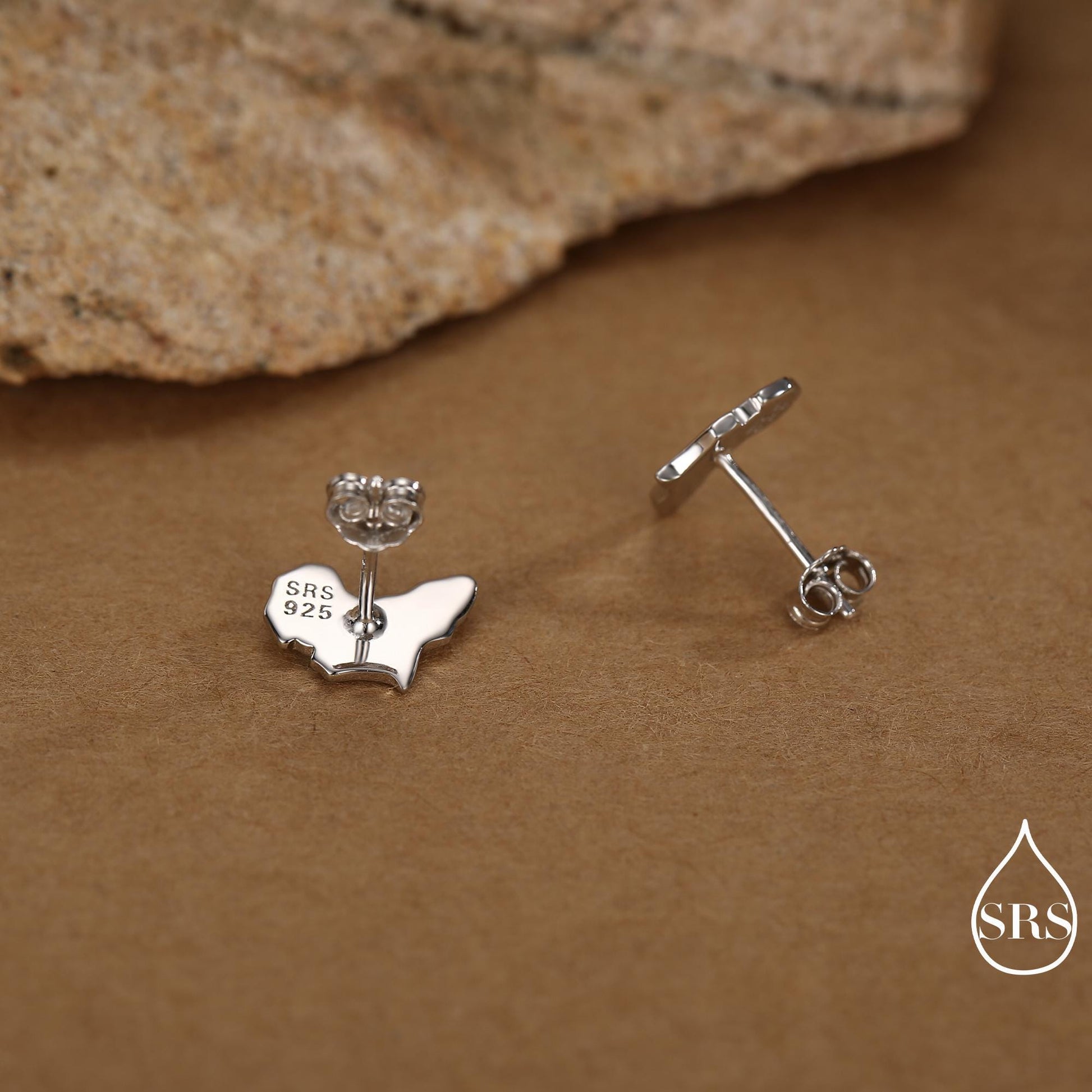 Sterling Silver Africa Map Stud Earrings | Minimalist Map Studs | Silver, Gold or Rose Gold Finish