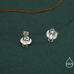 Moonstone Scarab Beetle Stud Earrings