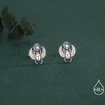 Moonstone Scarab Beetle Stud Earrings