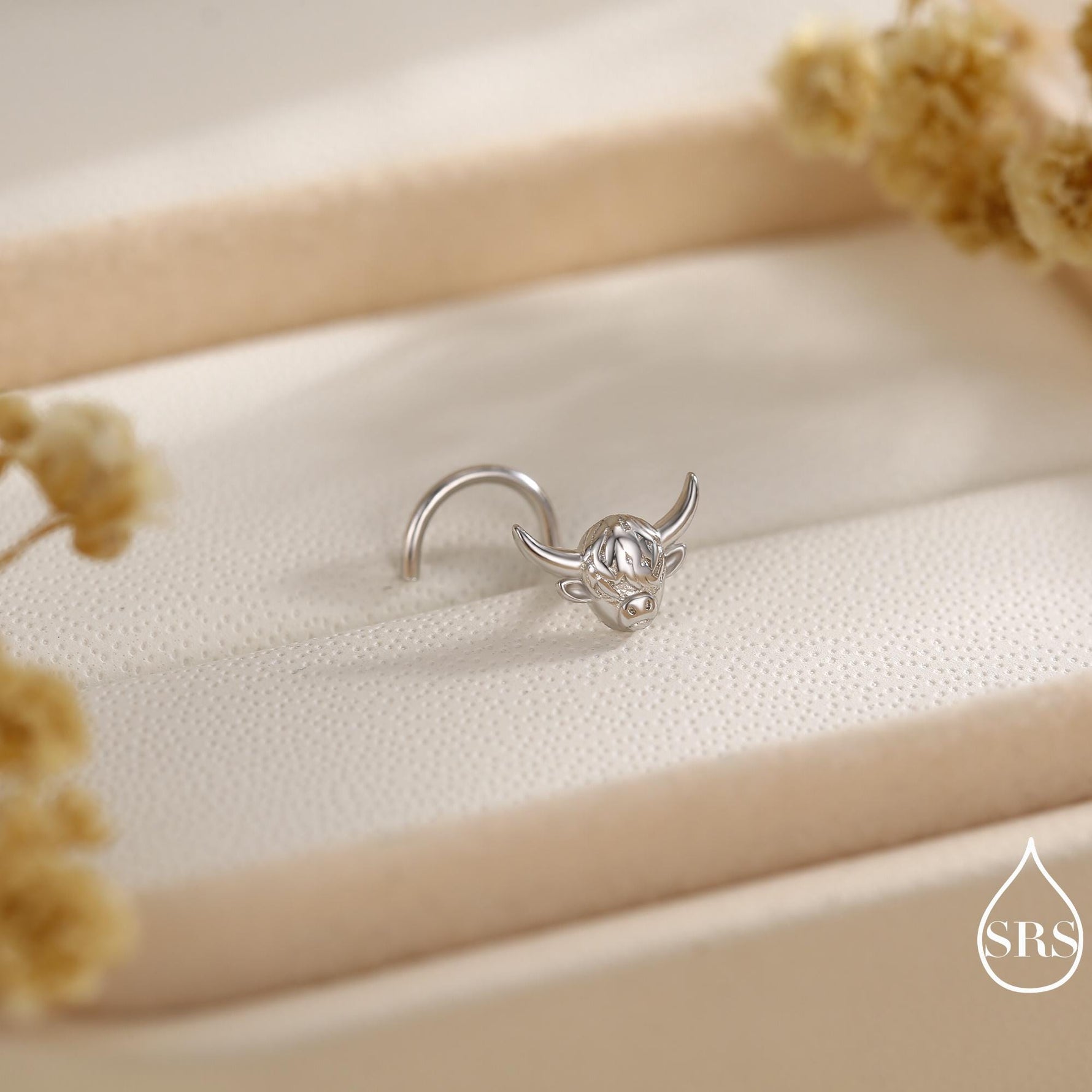 Sterling Silver Highland Cow Nose Ring – Dainty Minimalist Design Scottish Jewellery