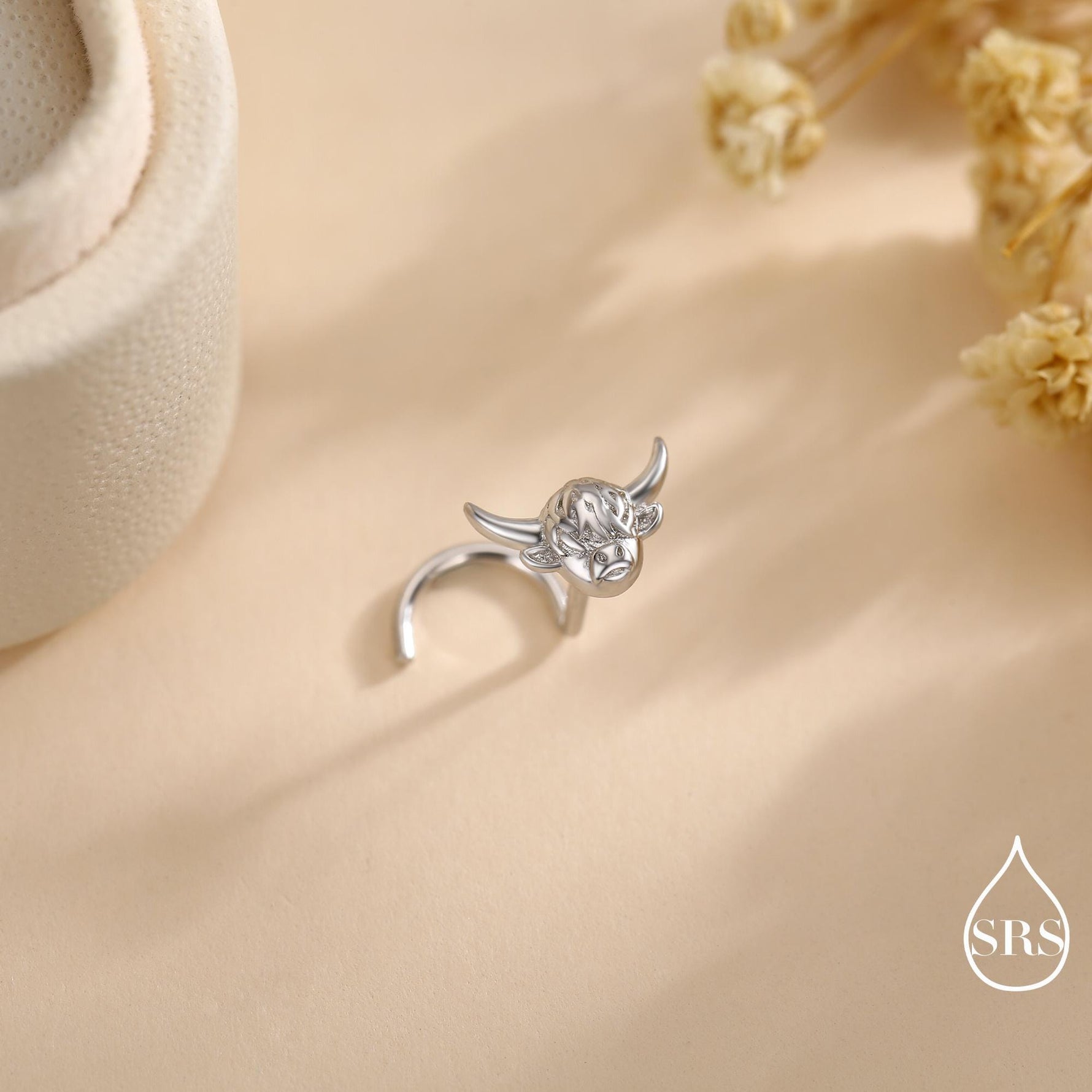 Sterling Silver Highland Cow Nose Ring – Dainty Minimalist Design Scottish Jewellery