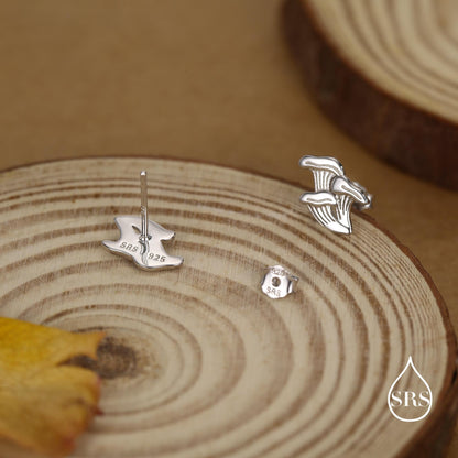 Chanterelle Mushroom Stud Earrings in Sterling Silver, also in Gold or Rose Gold Finish, Small Mushroom Earrings