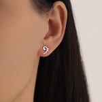 Bass Clef Music Note Stud Earrings in Sterling Silver - Small Pair of Music Earrings
