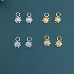 Lab Opal and Moonstone Sun Charms for Huggie Hoops in Sterling Silver, Sold as a pair, Detachable, Silver or Gold or Rose Gold Finish