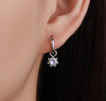 Lab Opal and Moonstone Sun Charms for Huggie Hoops in Sterling Silver, Sold as a pair, Detachable, Silver or Gold or Rose Gold Finish