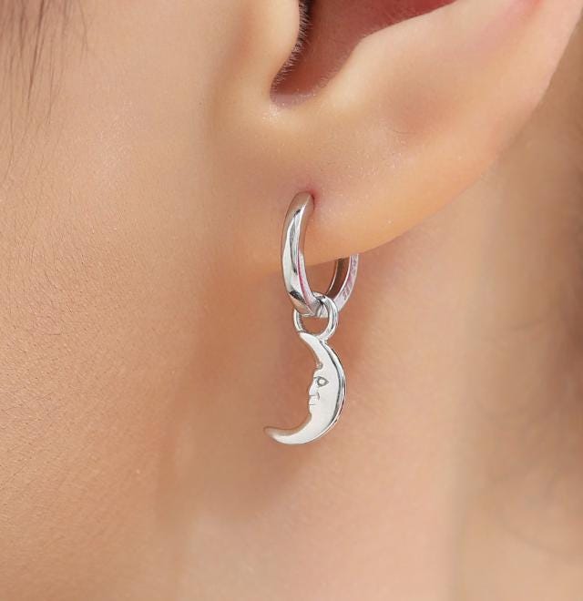 Celestial Theme Charms for Huggie Hoops in Sterling Silver, Moon and Sun Charms, Starburst Charms, Silver or Gold or Rose Gold