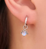 Lotus Crown Moonstone and Ankh Charms for Huggie Hoops in Sterling Silver, Charms for Earrings, Silver, Gold or Rose Gold Finish