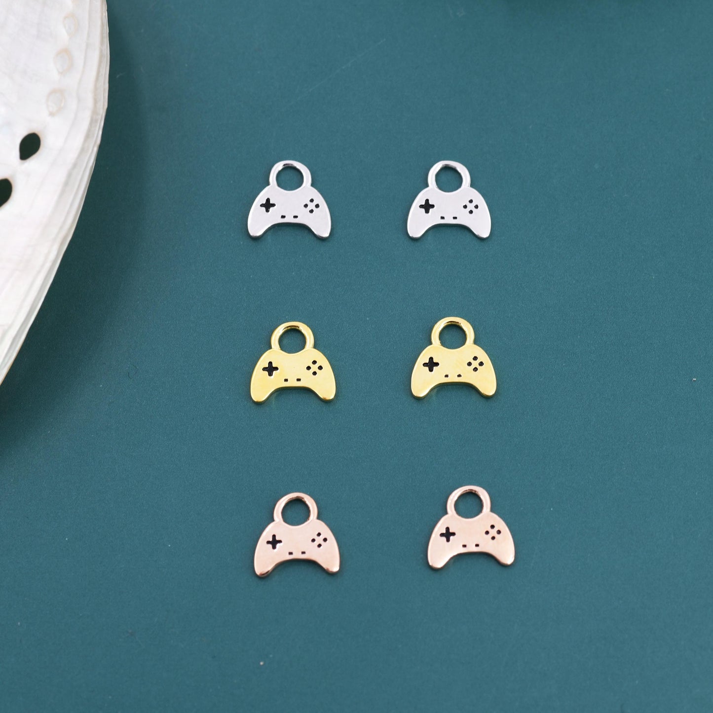 Game Controller Charms for Huggie Hoops in Sterling Silver, Fun Quirky and Geeky Earring Charms, Silver or Gold or Rose Gold Finish