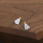 Tiny Christmas Tree Stud Earrings in Sterling Silver, Two Finishes Available, Tiny Xmas Tree Earrings, Christmas Earrings