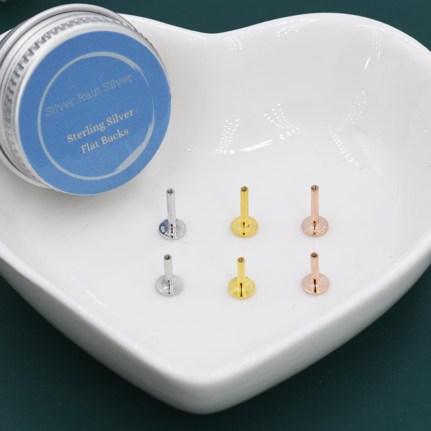 Sterling Silver 16G Internally Threaded Flat Backs, 6mm or 8mm, Compatible with Silver Rain Silver Flat Back Earrings