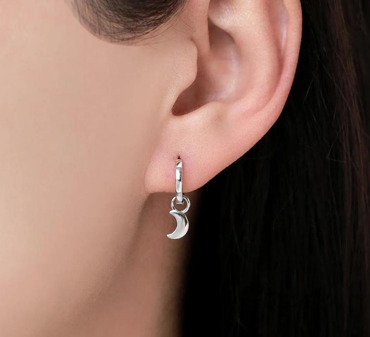 Celestial Theme Charms for Huggie Hoops in Sterling Silver, Moon and Star Charms for Earrings, Star Charms, Silver or Gold or Rose Gold