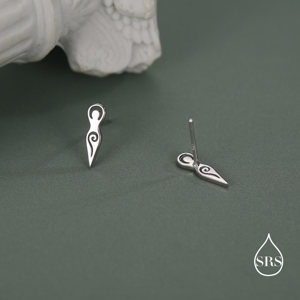 Mother Earth / Neolithic Goddess / Fertility Goddess Stud Earrings in Sterling Silver