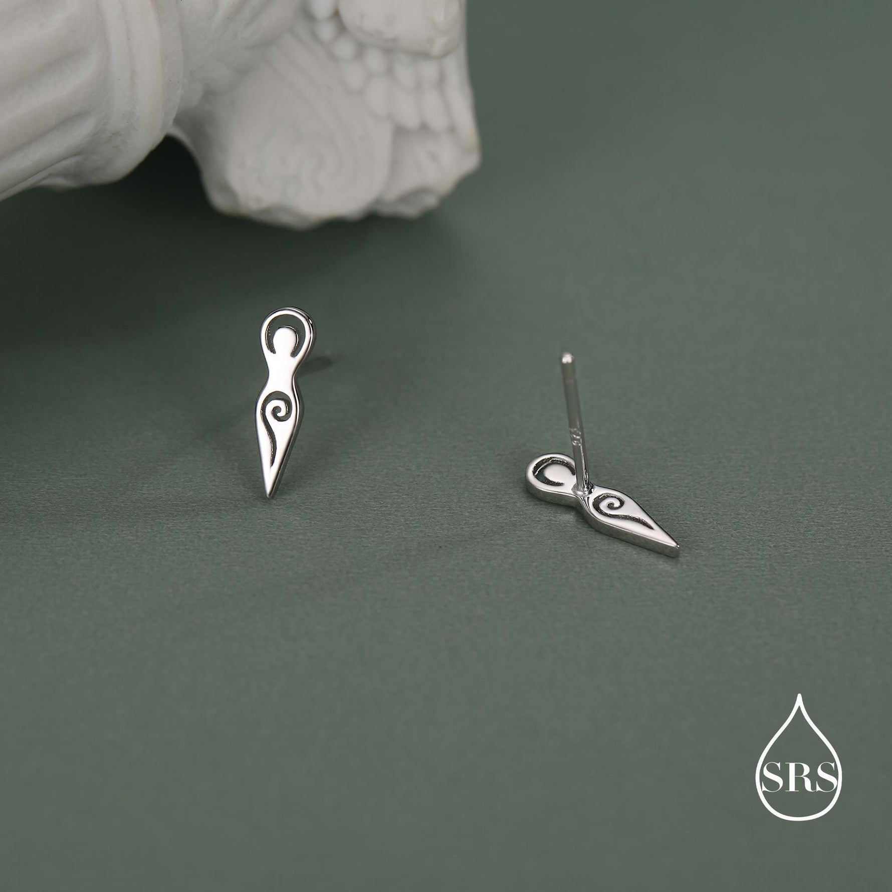 Mother Earth / Neolithic Goddess / Fertility Goddess Stud Earrings in Sterling Silver