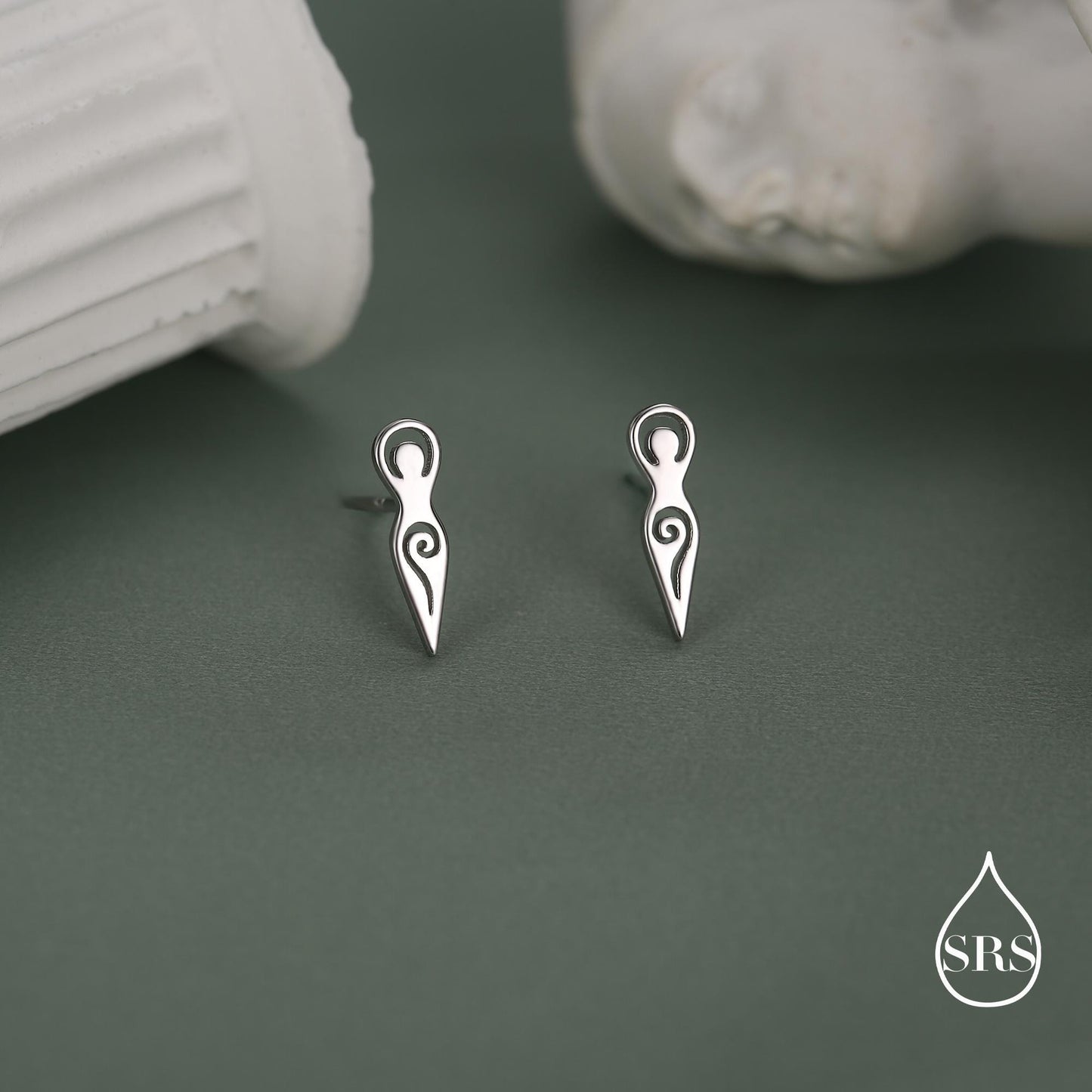 Mother Earth / Neolithic Goddess / Fertility Goddess Stud Earrings in Sterling Silver