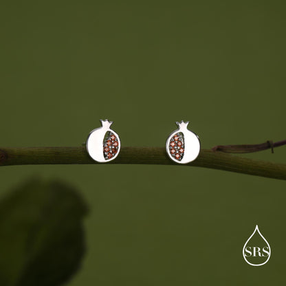 Seeds of Joy Pomegranate Studs Earrings in Sterling Silver, Fruit Earrings