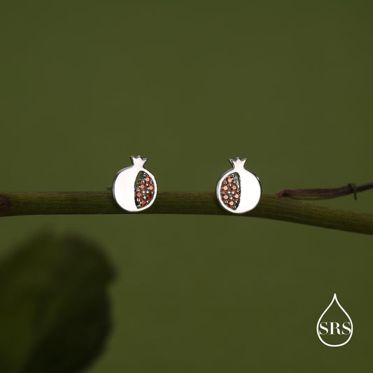 Seeds of Joy Pomegranate Studs Earrings in Sterling Silver, Fruit Earrings