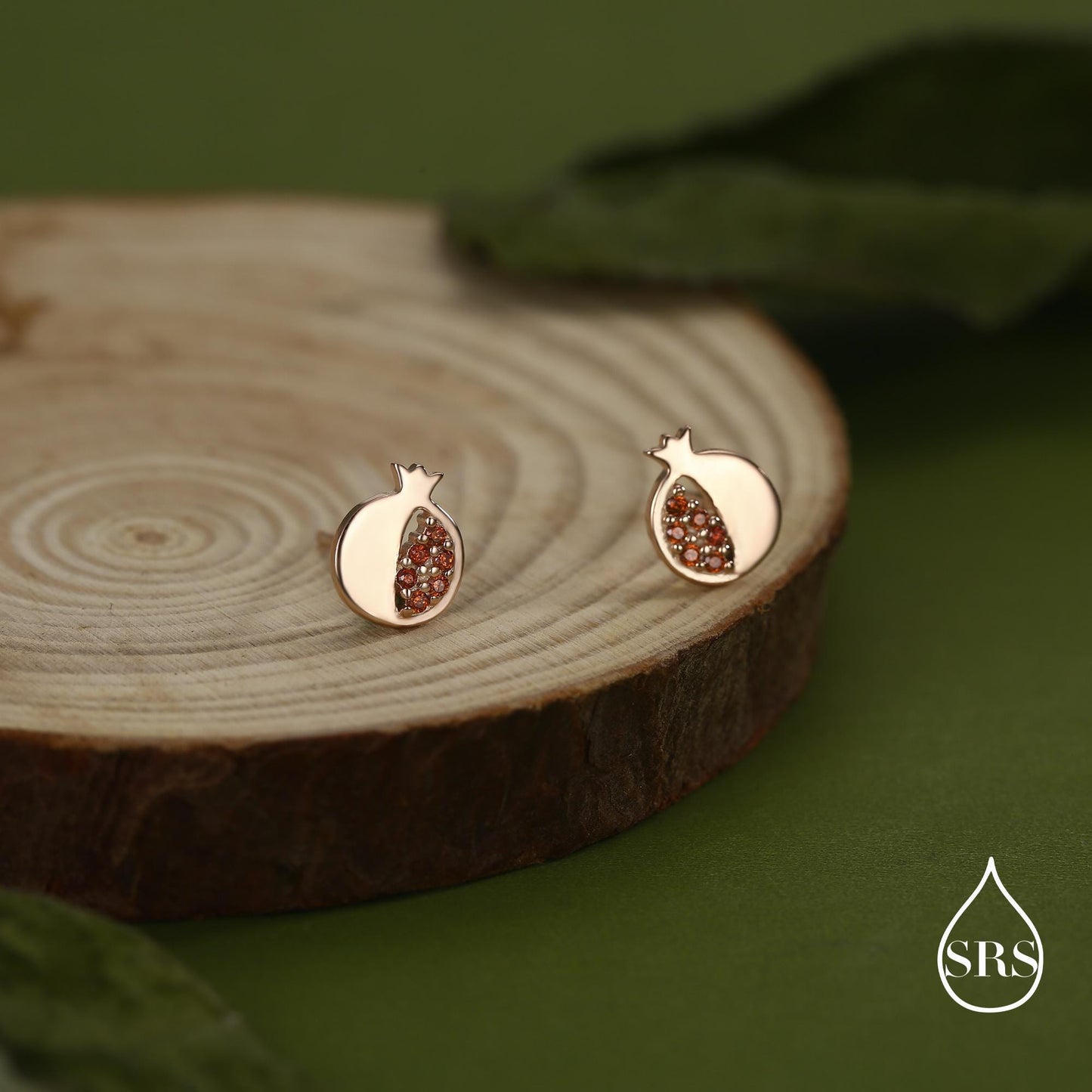 Seeds of Joy Pomegranate Studs Earrings in Sterling Silver, Fruit Earrings