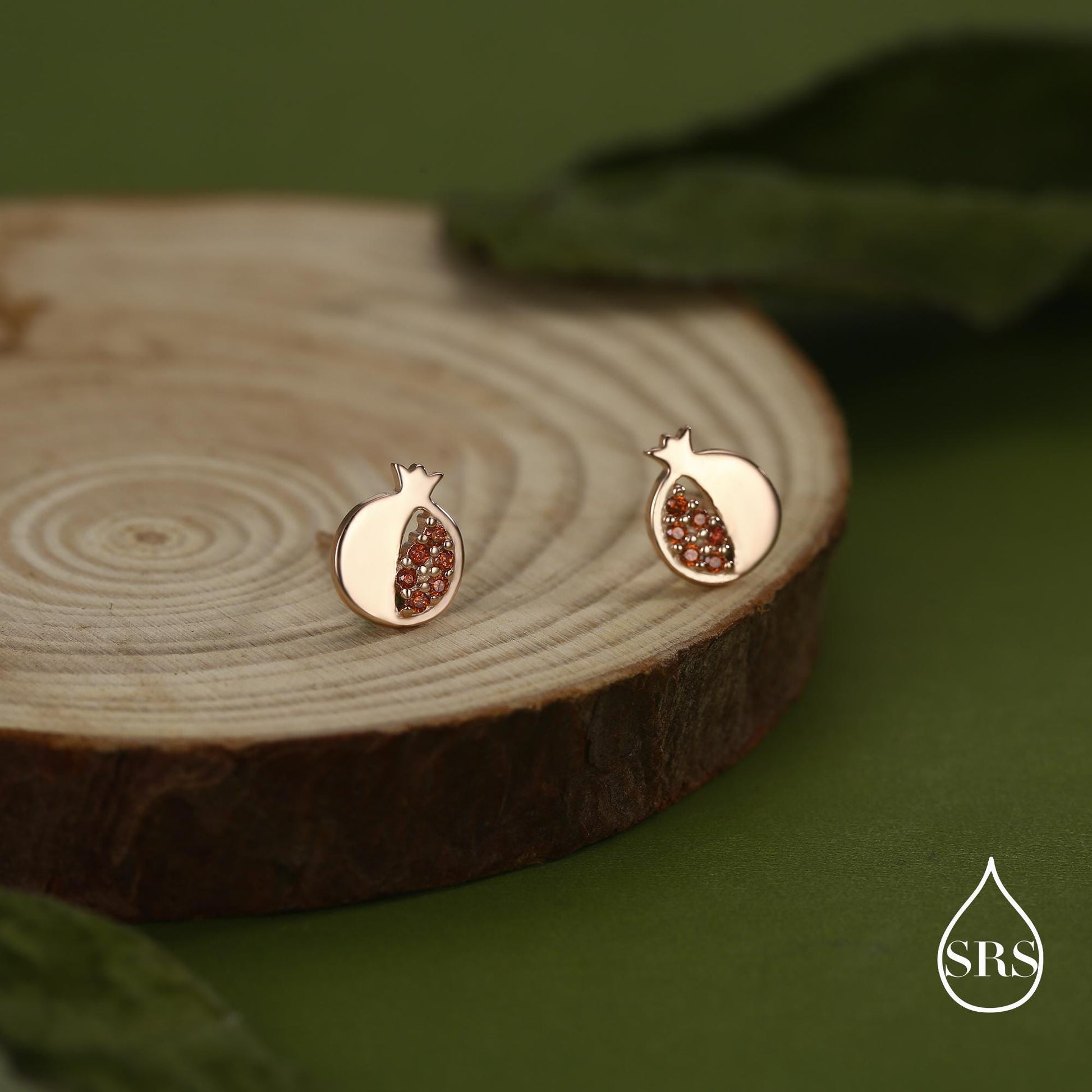 Seeds of Joy Pomegranate Studs Earrings in Sterling Silver, Fruit Earrings