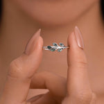 Sterling Silver Olive Branch Ring with Moss Agate, Silver or Gold, US 5 - 8 Olive Leaf Ring, Botanical Ring