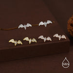 CZ Crystal Bat Stud Earrings in Sterling Silver, Silver or Gold, Rhombus Bat Earrings, Stacking Earrings, Animal Earrings