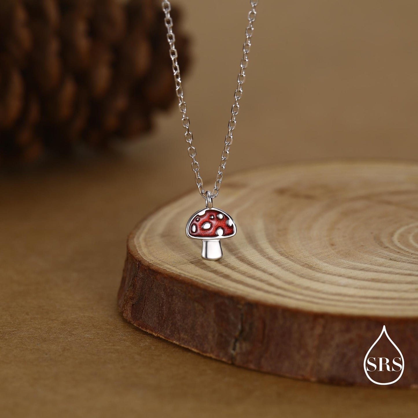 Tiny Mushroom Pendant Necklace in Sterling Silver, Silver or Gold, Mushroom Necklace, Red Enamel Mushroom Necklace, Toadstool Necklace