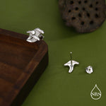 Mismatched Chanterelle Mushroom Stud Earrings in Sterling Silver, Asymmeric Small Mushroom Earrings