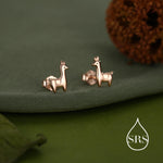Tiny Llama Stud Earrings in Sterling Silver, Alpaca Sheep Earrings, Nature Inspired Animal Earrings