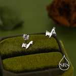 Tiny Llama Stud Earrings in Sterling Silver, Alpaca Sheep Earrings, Nature Inspired Animal Earrings