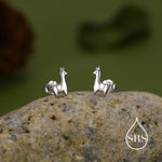 Tiny Llama Stud Earrings in Sterling Silver, Alpaca Sheep Earrings, Nature Inspired Animal Earrings