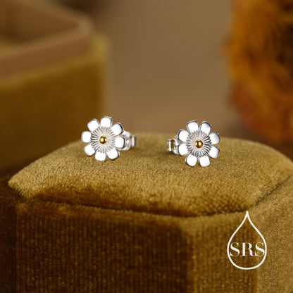 Cosmos Flower Stud Earrings in Sterling Silver, Silver or Gold, Nature Inspired Flower Earrings, October Birth Flower, Botanical
