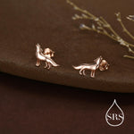 Howling Wolf Stud Earrings in Sterling Silver, Silver or Gold, Wolf Earrings, Nature Inspired Animal Earrings