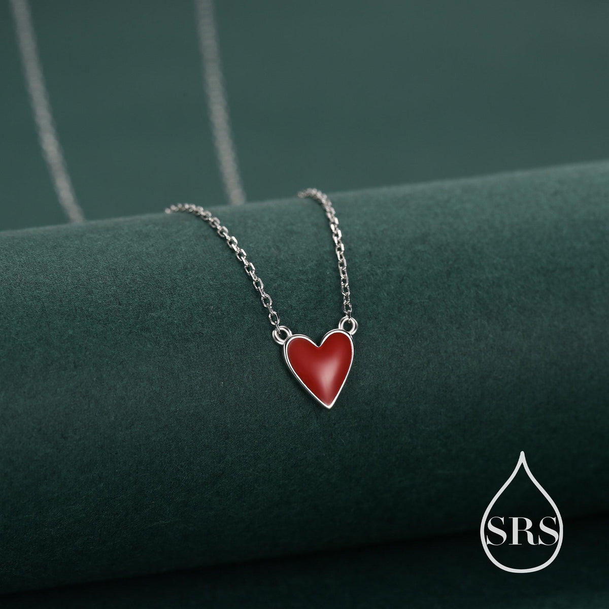 Red Enamel Heart Charm Necklace