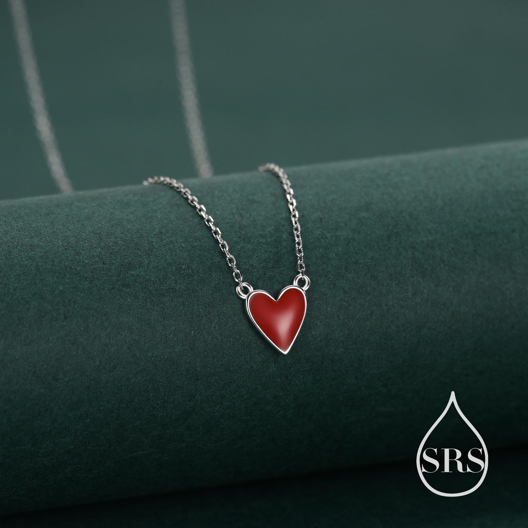 Red Enamel Heart Charm Necklace