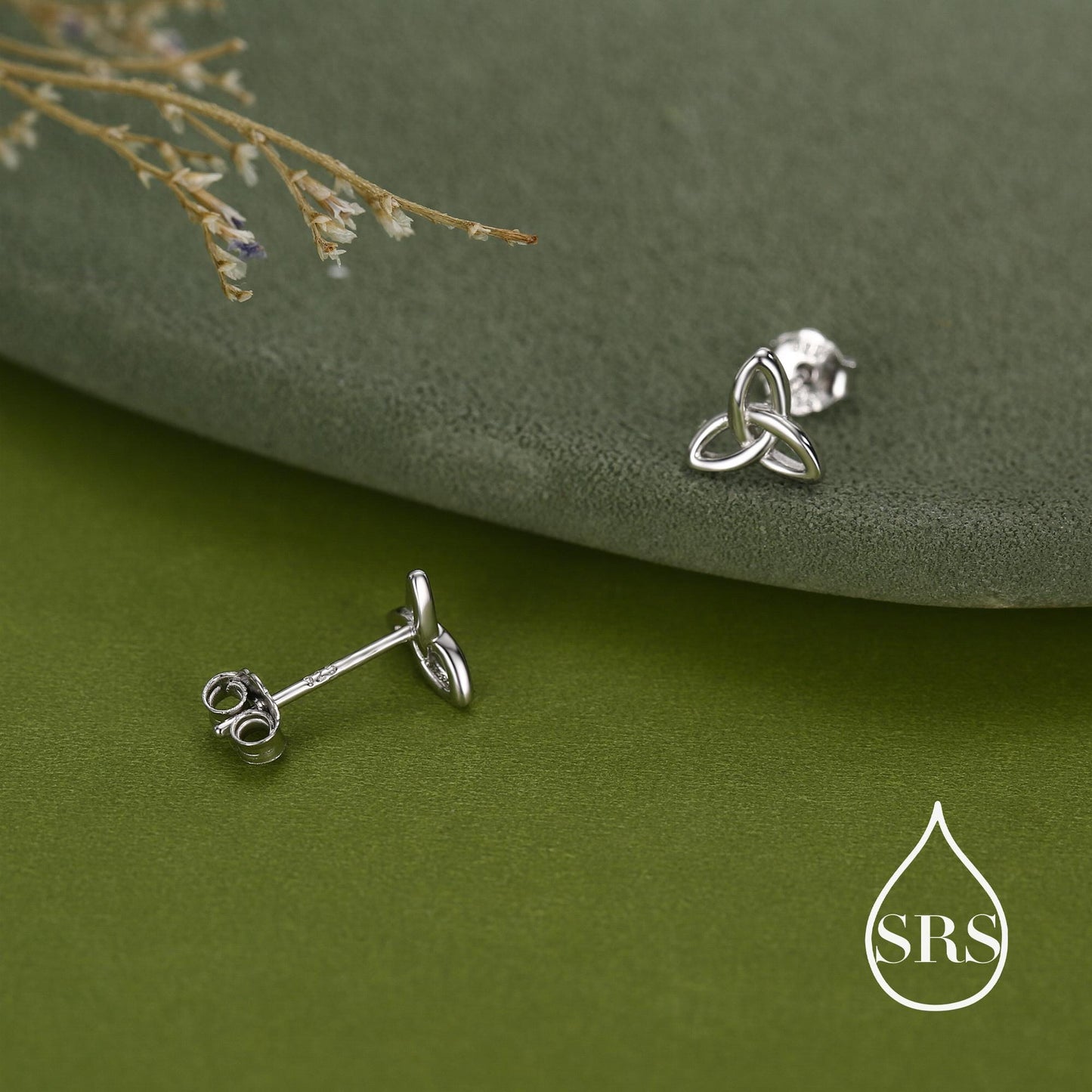 Sterling Silver Small Trinity Knot Stud Earrings, Celtic Irish Trinity Infinity Jewellery