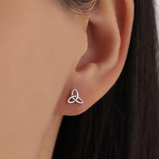 Sterling Silver Small Trinity Knot Stud Earrings, Celtic Irish Trinity Infinity Jewellery