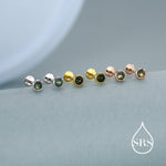 Natural Moss Agate 16G Flat Back Earrings in Sterling Silver, 3mm, 4mm, 5mm and 6mm, Genuine Moss Agate Gemstone Stud