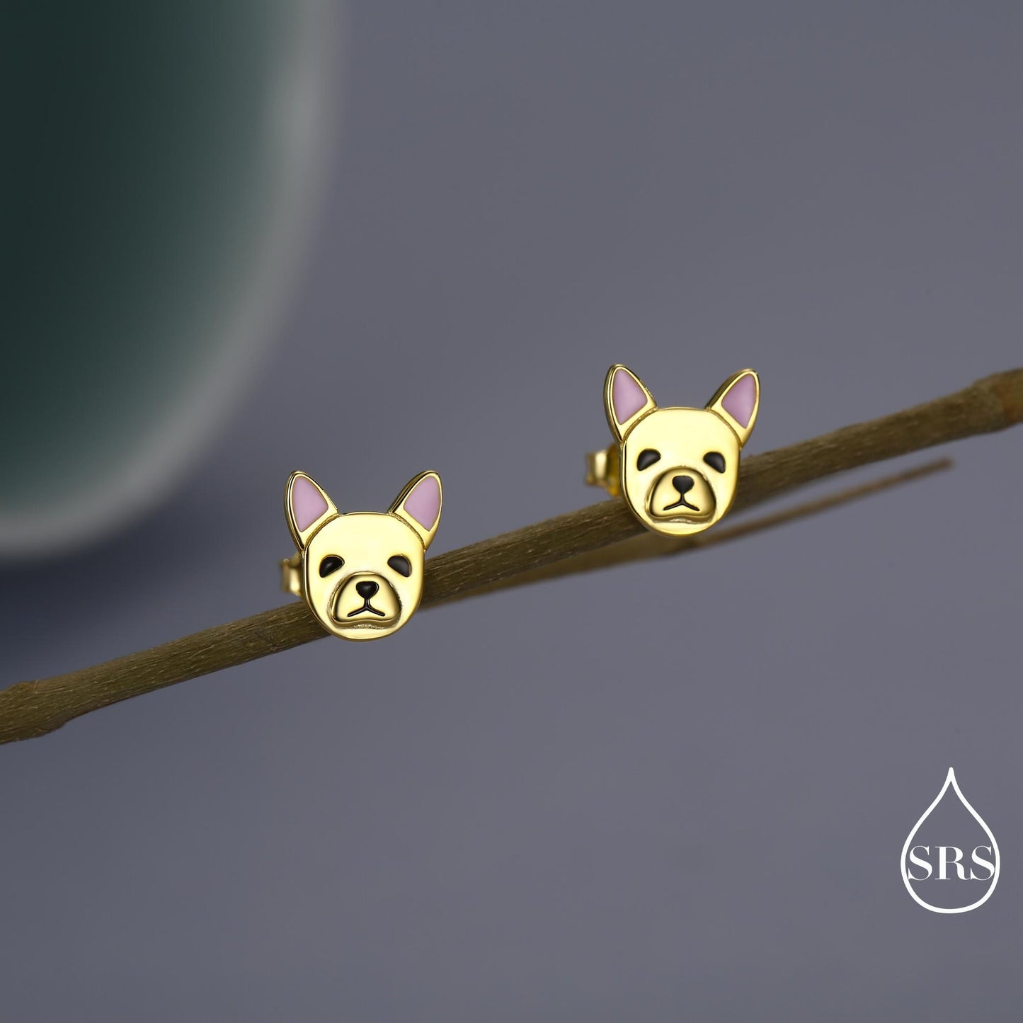 French Bulldog Stud Earrings in Sterling Silver - Solid Silver Dog Stud Earrings -Pet Lover - Cute, Fun, Whimsical