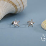 Little Star Fish Stud Earrings in Sterling Silver, Cute Sea Star Stud, Starfish Earrings, Nature Inspired Design