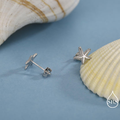 Little Star Fish Stud Earrings in Sterling Silver, Cute Sea Star Stud, Starfish Earrings, Nature Inspired Design