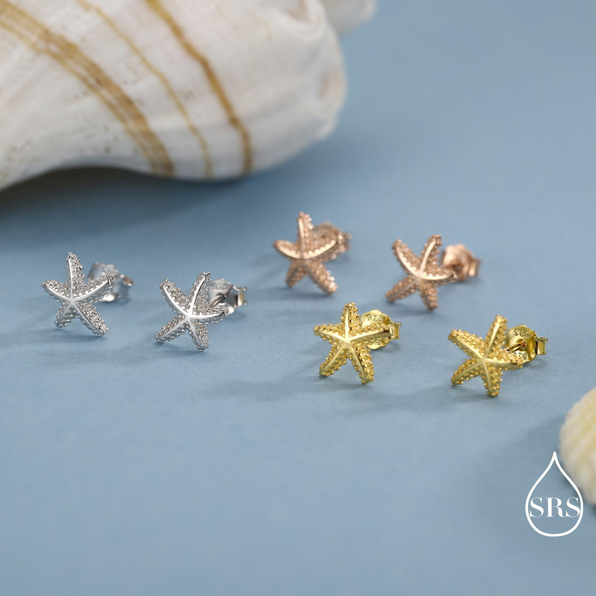 Little Star Fish Stud Earrings in Sterling Silver, Cute Sea Star Stud, Starfish Earrings, Nature Inspired Design
