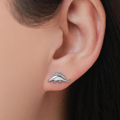Super Cute Little Stegosaurus Dinosaur Stud Earrings in Sterling Silver