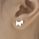 Sterling Silver Westie Flat Back Labret Earrings